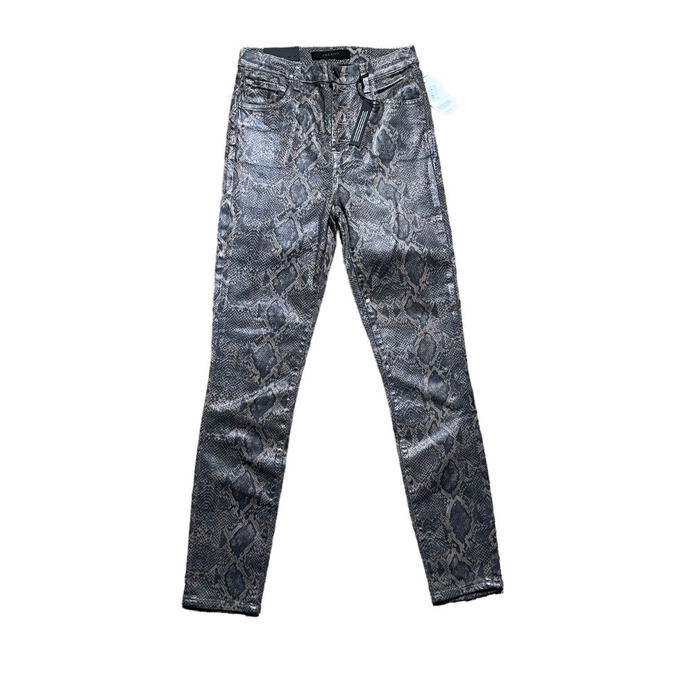 NWT J. Brand Hi Rise Crop Skinny Jeans Snake Print Brown Black Womens Size 25x26